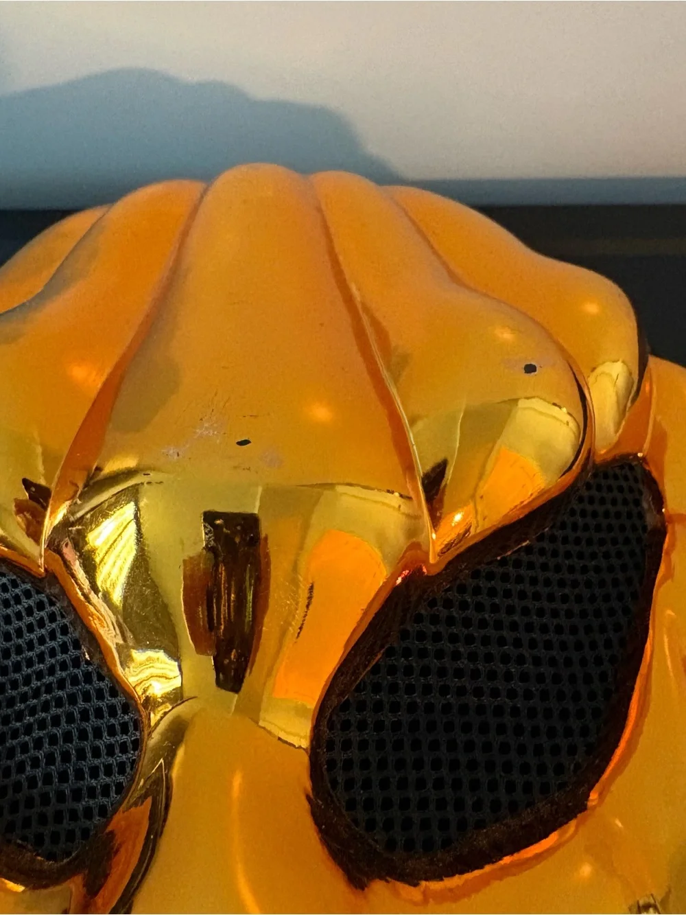 Metallic Gold Halloween Scary Pumpkin Head Mask
